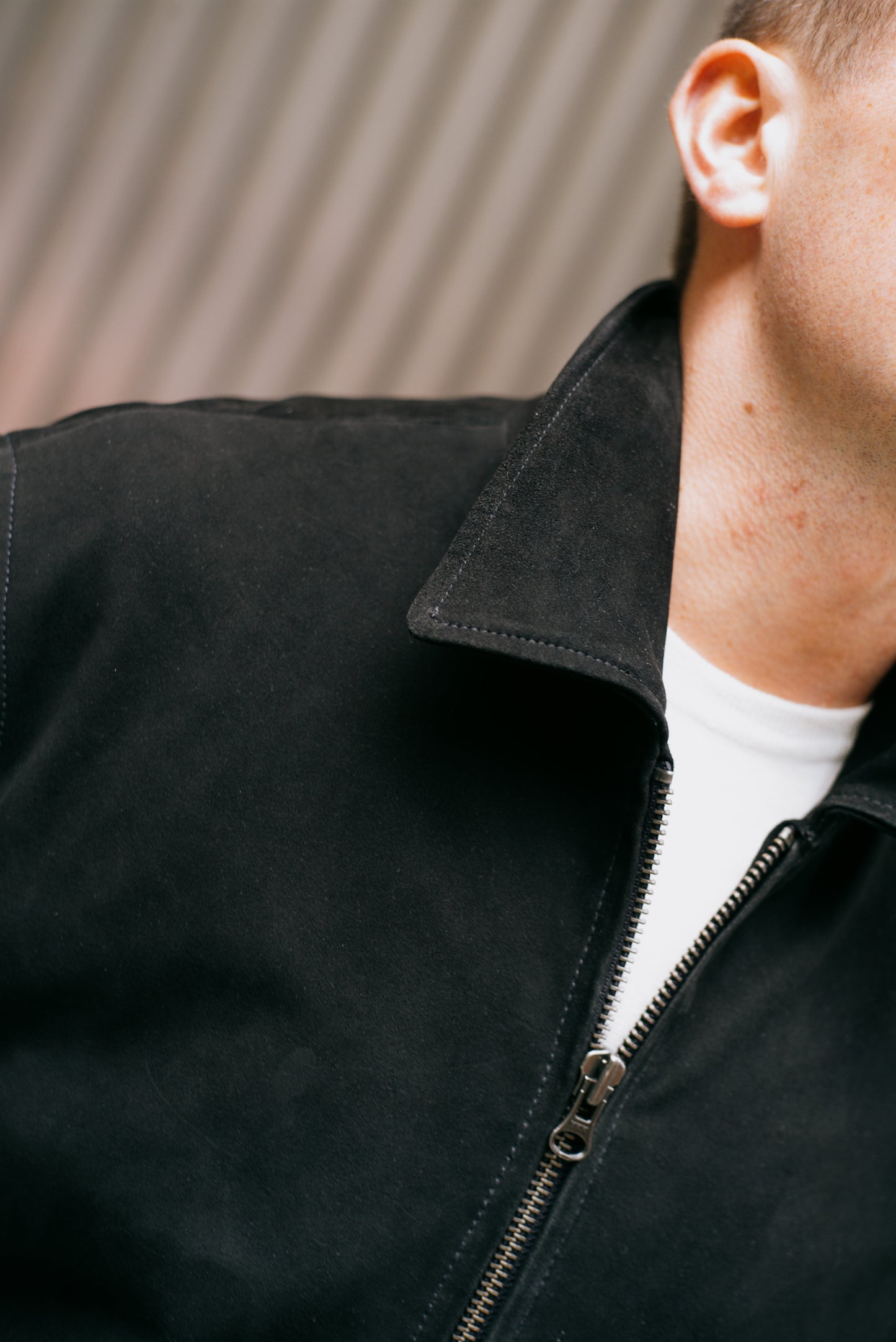 
                  
                    Flight Jacket in Black Suede
                  
                