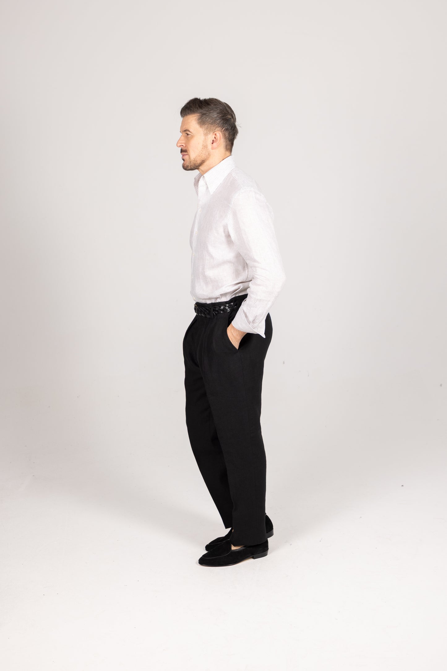 
                  
                    Hollywood Tops in Black Linen
                  
                