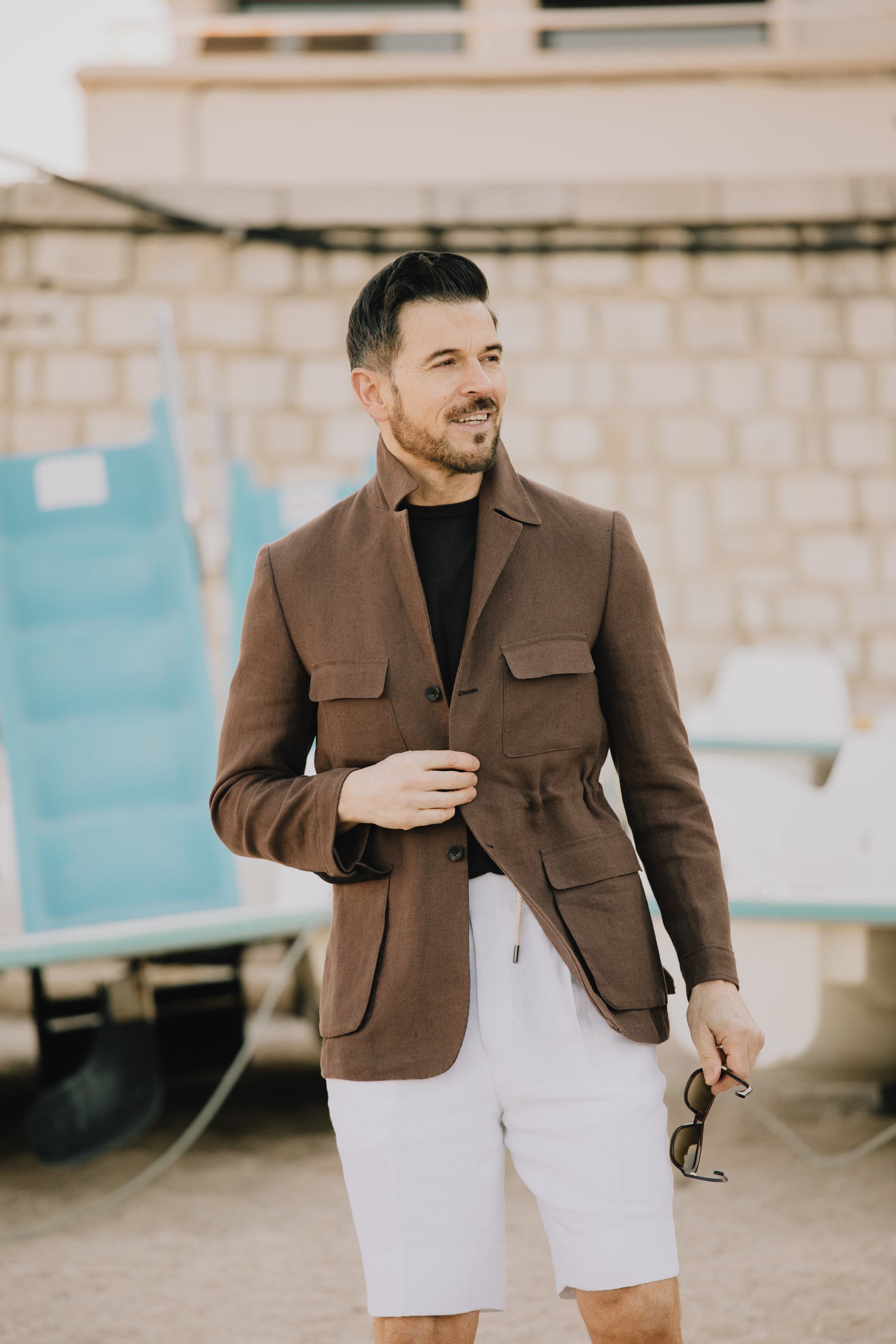 Safari Jacket in Chocolate Brown Linen – Cad The Dandy Savile Row
