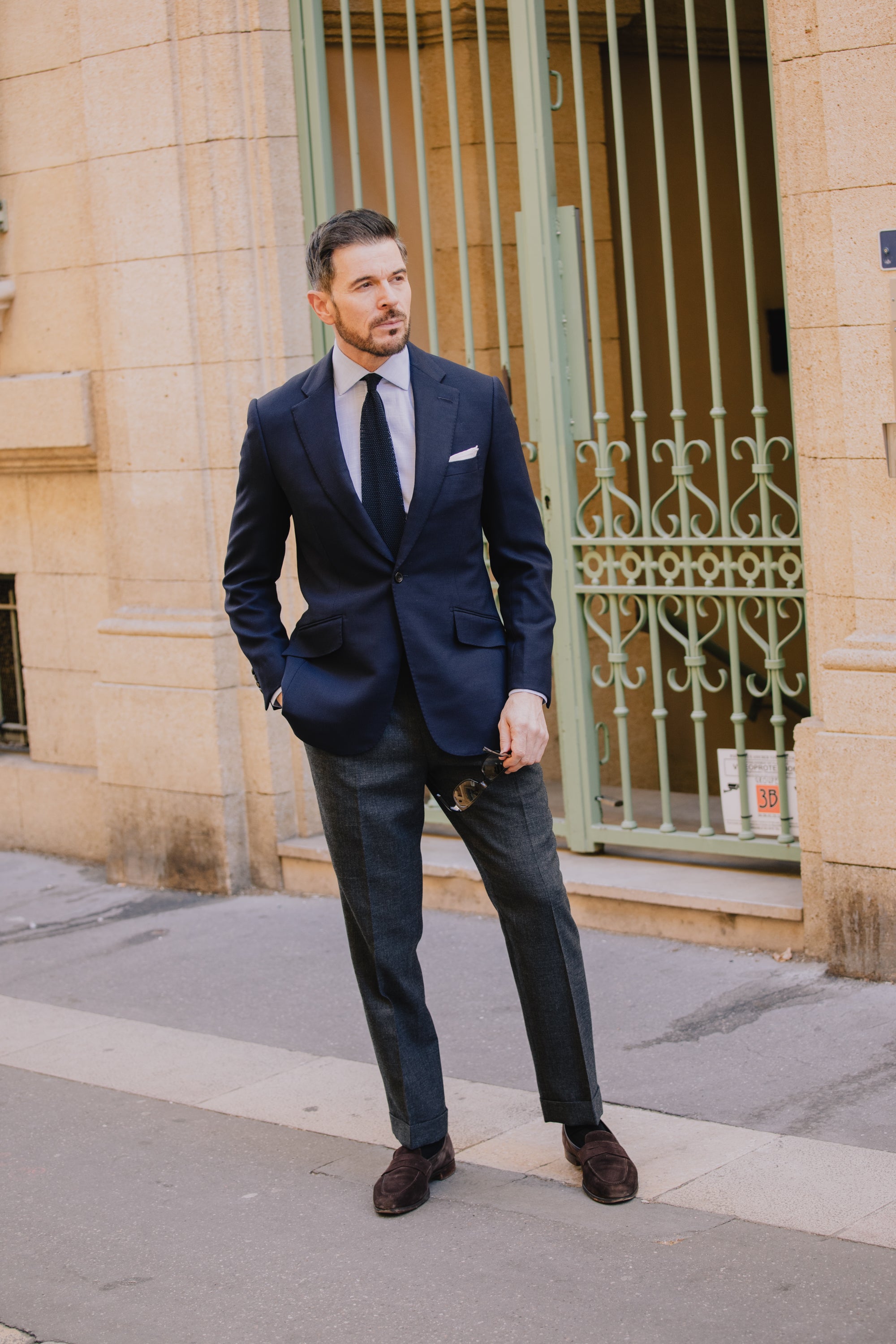 Classic Notch Lapel Jacket in Navy Hopsack Wool – Cad & The Dandy