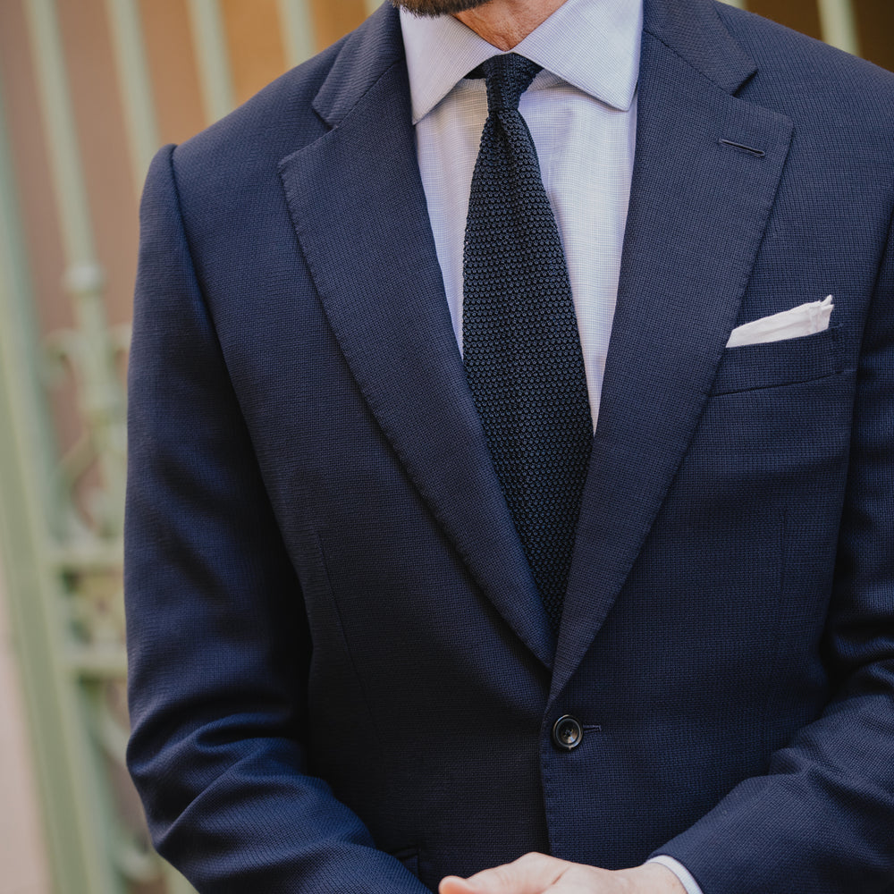 
                  
                    Cutaway Collar Shirt in Sky Blue Crossweave Linen
                  
                