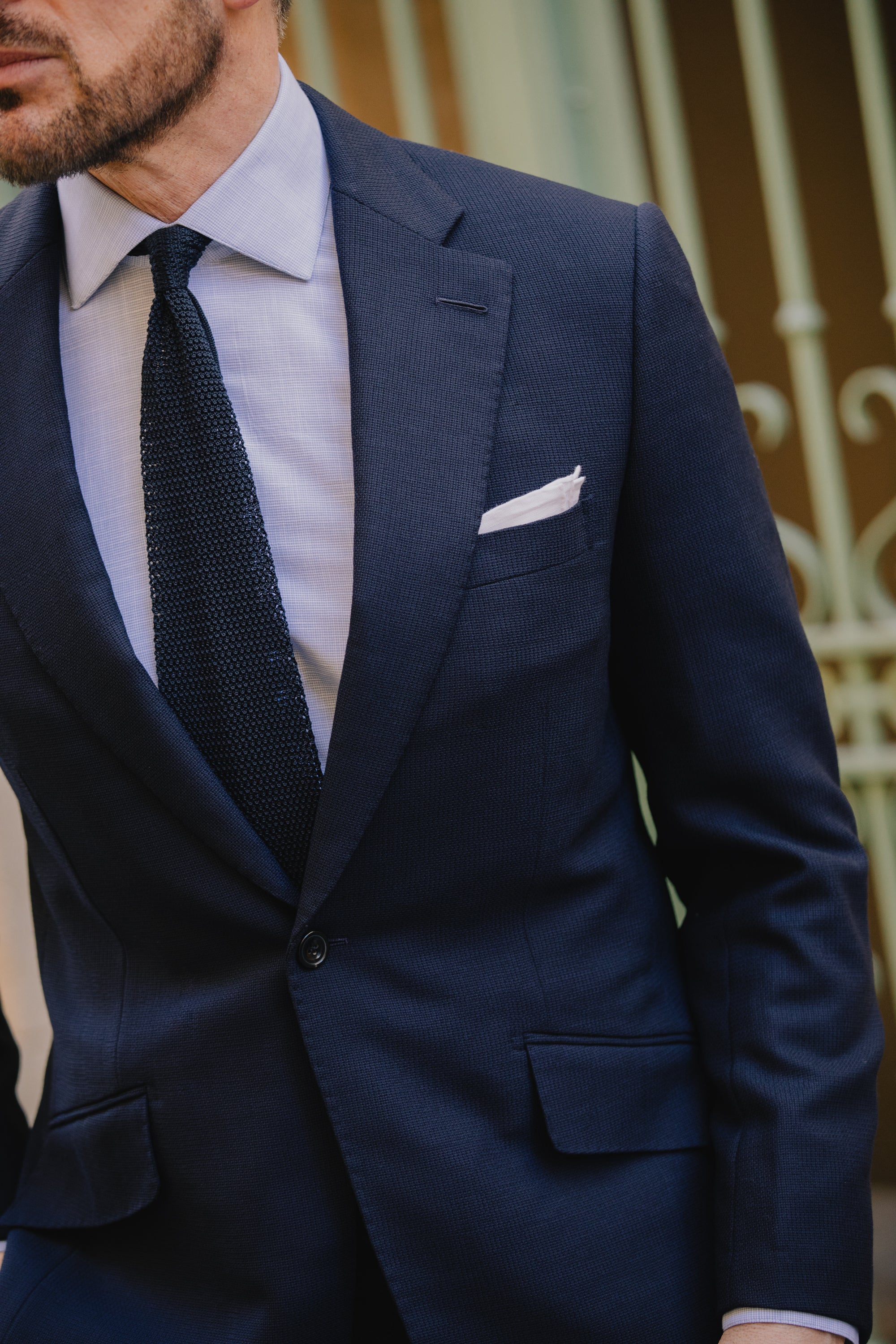 Classic Notch Lapel Jacket in Navy Hopsack Wool – Cad & The Dandy
