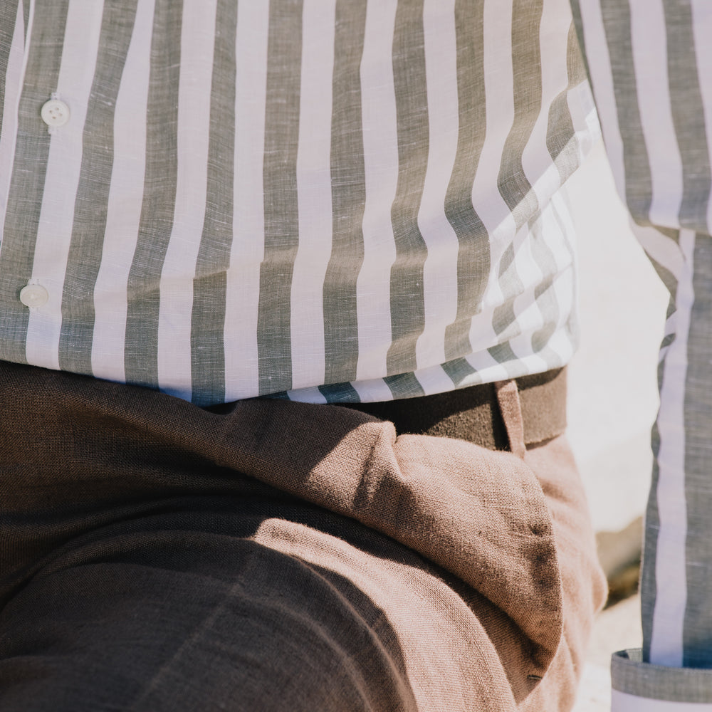 
                  
                    Button Down Shirt in Wide Green Stripe
                  
                