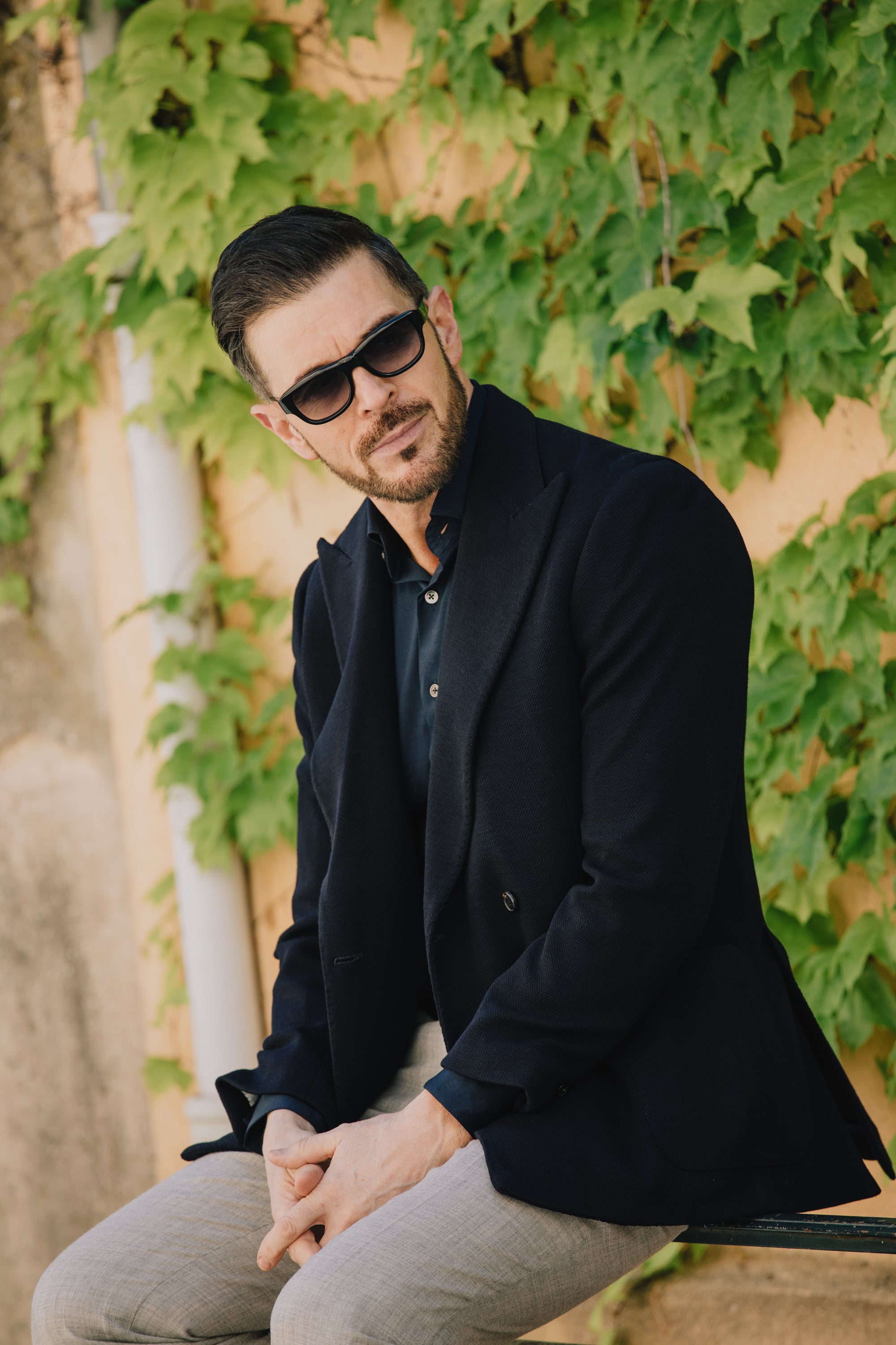 Cardigan Peak Lapel Jacket in Navy Jersey – Cad & The Dandy Savile Row