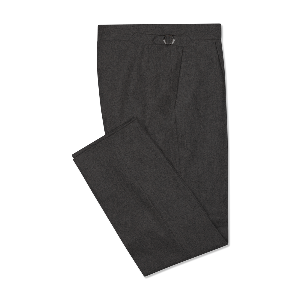 Pleat Front Trouser in Charcoal Grey Flannel