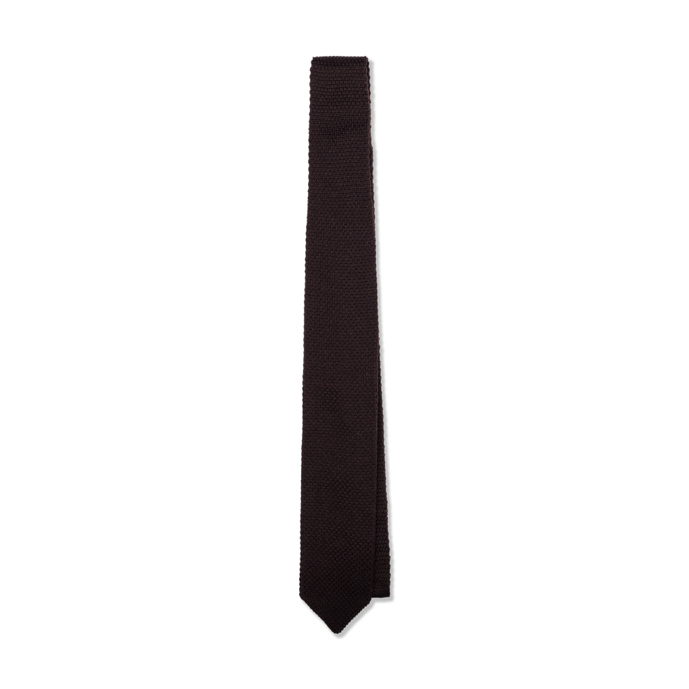 Wool Knitted Tie in Chocolate Brown