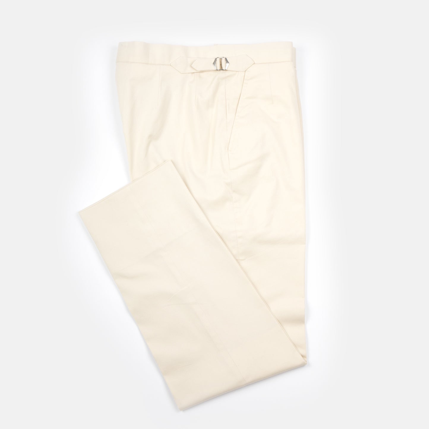 
                  
                    Flat Front Trouser in Cream Stretch Cotton Twill
                  
                