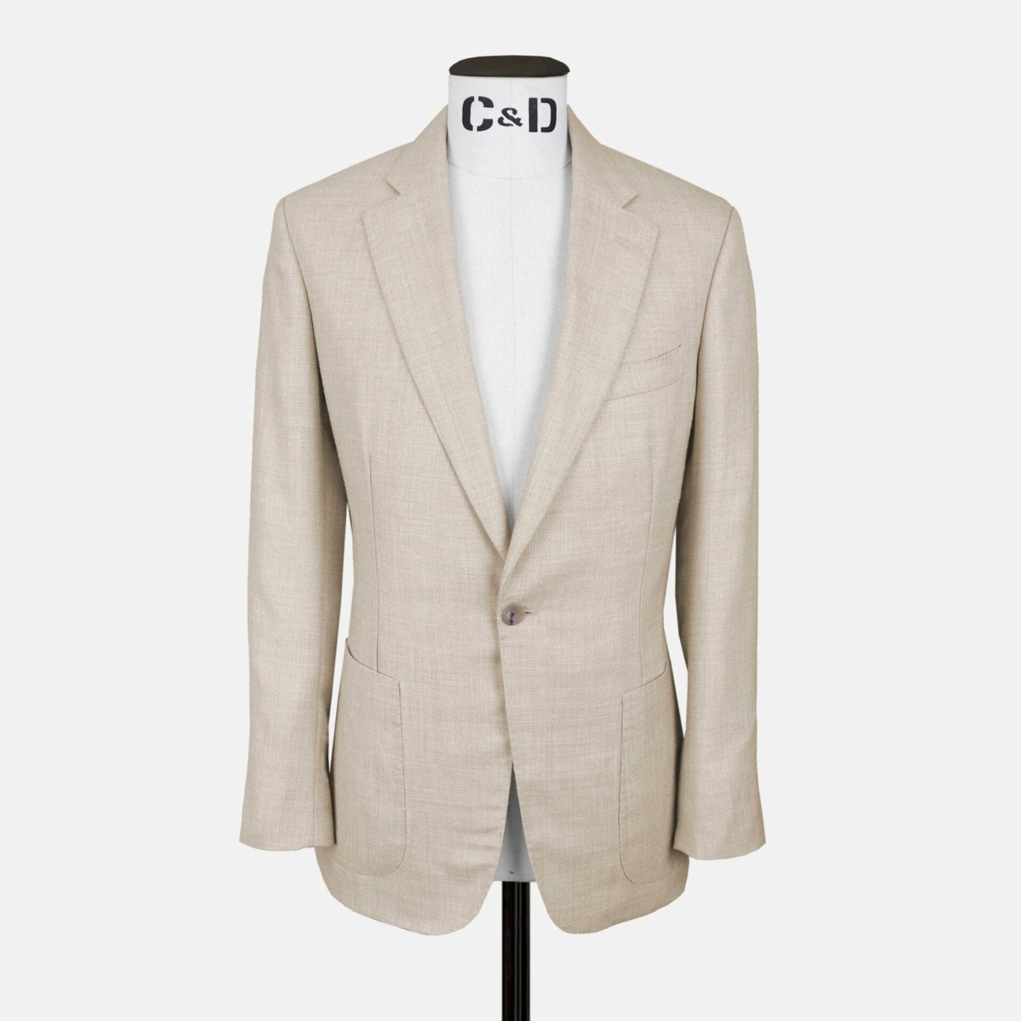 
                  
                    Notch Lapel Jacket in Cream Wool, Silk & Linen Hopsack
                  
                