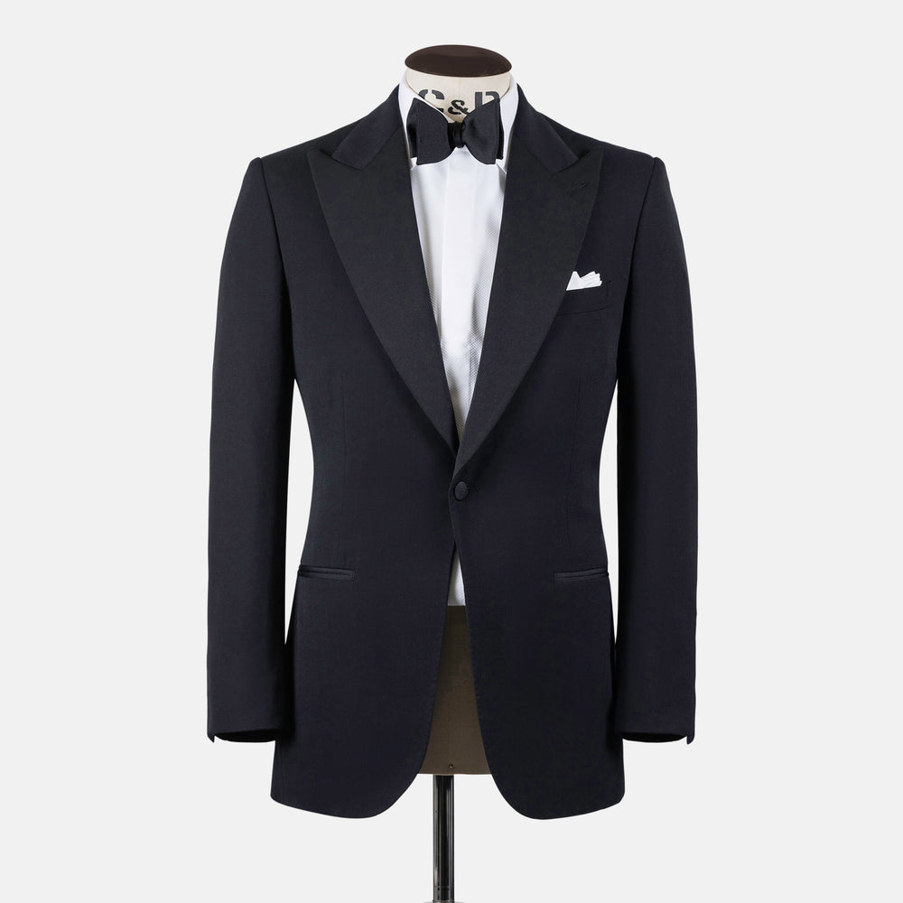 Peak Lapel Dinner Suit in Black Barathea