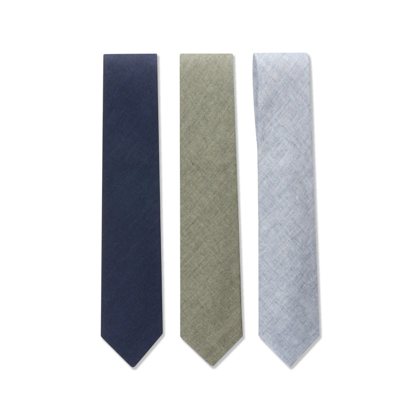 
                  
                    Herringbone Tie in Sky Blue Pure Linen
                  
                