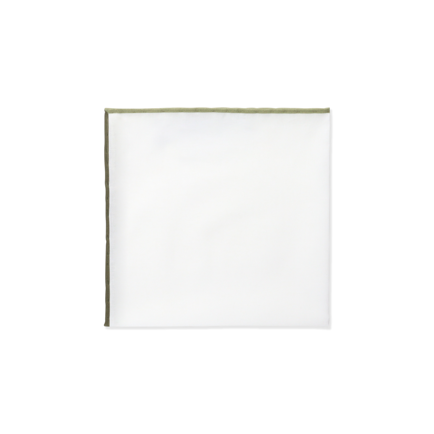
                  
                    White Cotton Pocket Square with Green Multi Trim
                  
                