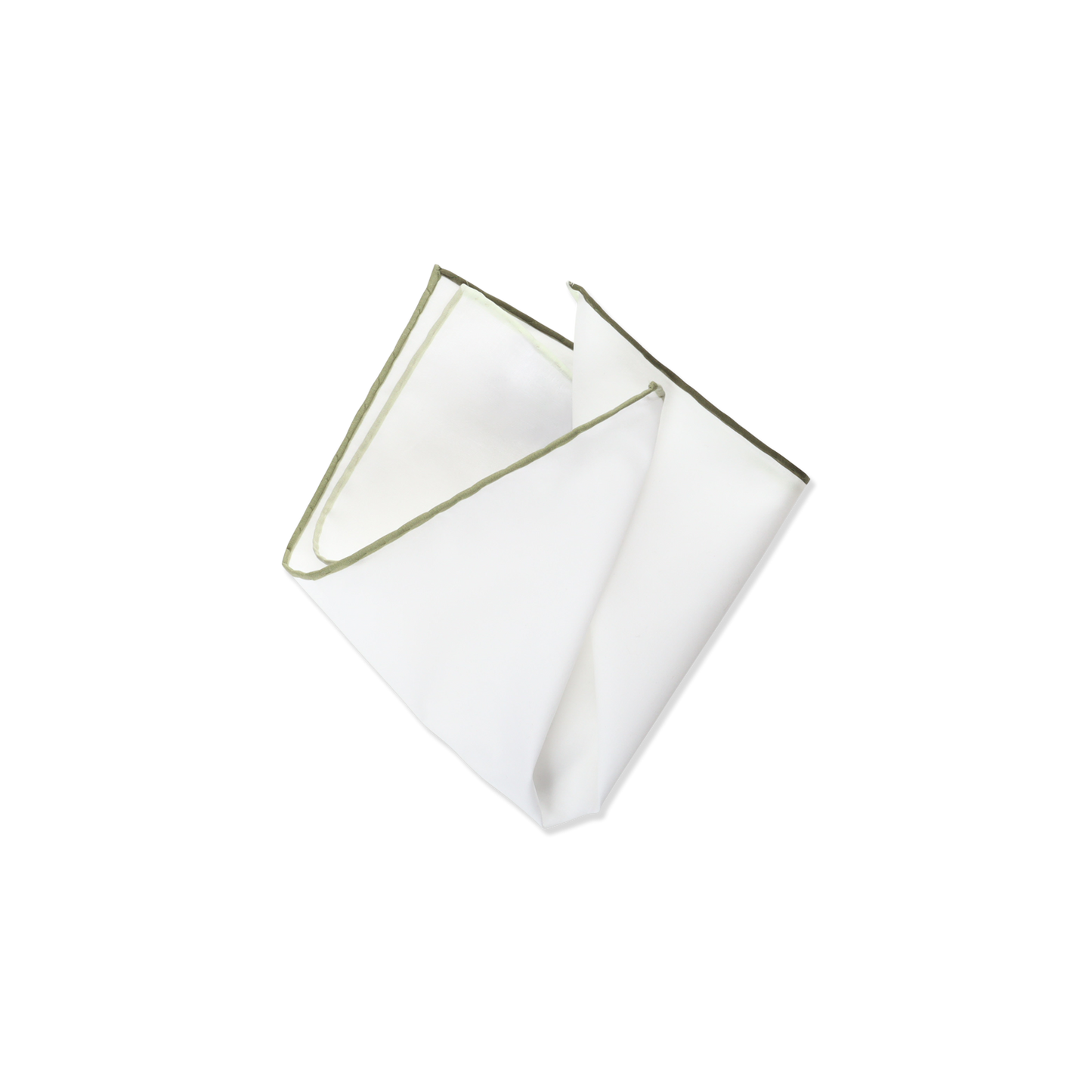 
                  
                    White Cotton Pocket Square with Green Multi Trim
                  
                