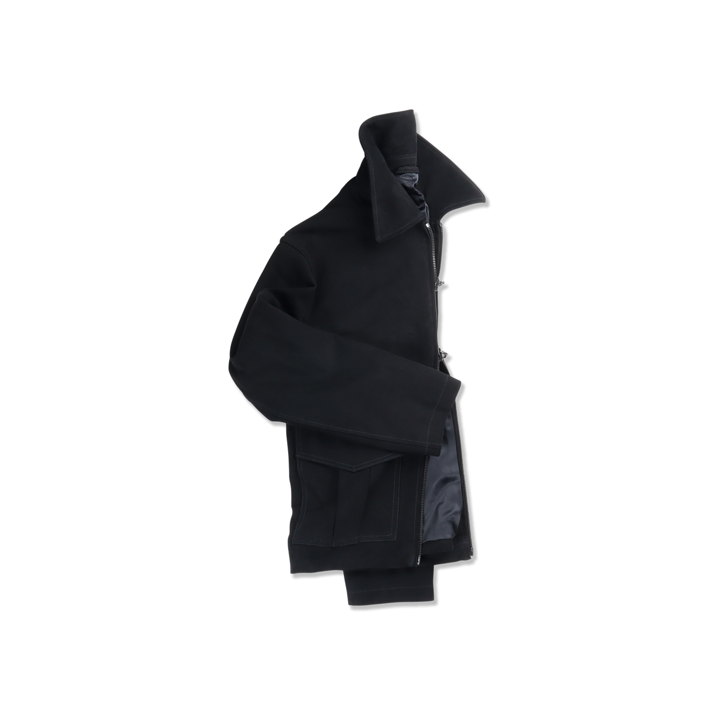 
                  
                    Flight Jacket in Black Suede
                  
                