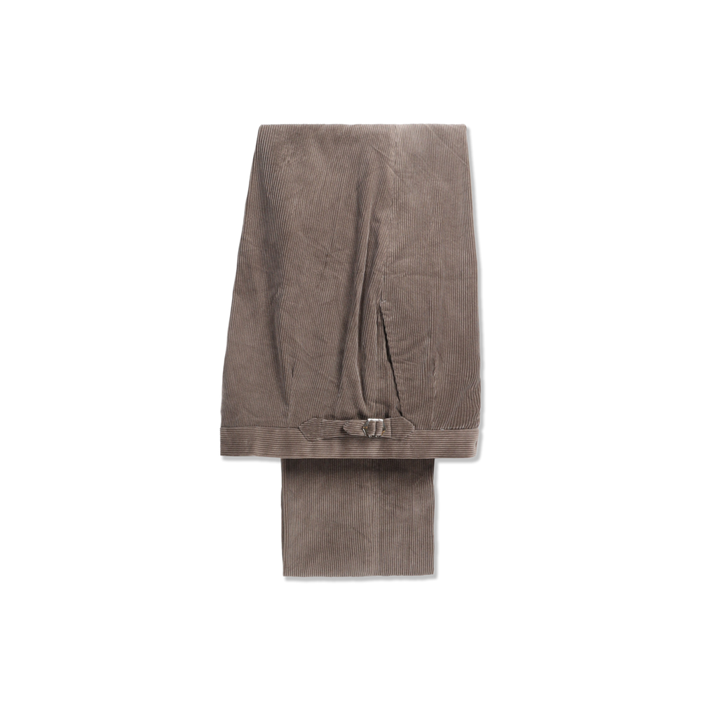 Flat Front Trouser in Taupe Cashmere Mix Corduroy