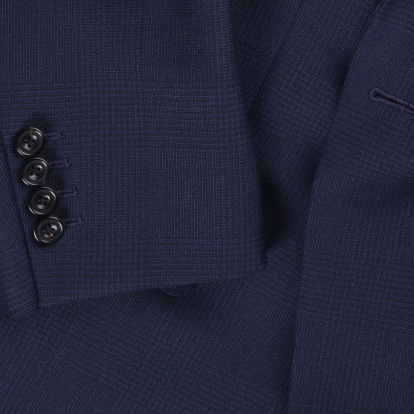 
                  
                    Single Breasted Notch Suit in Navy Glen Check Wool
                  
                