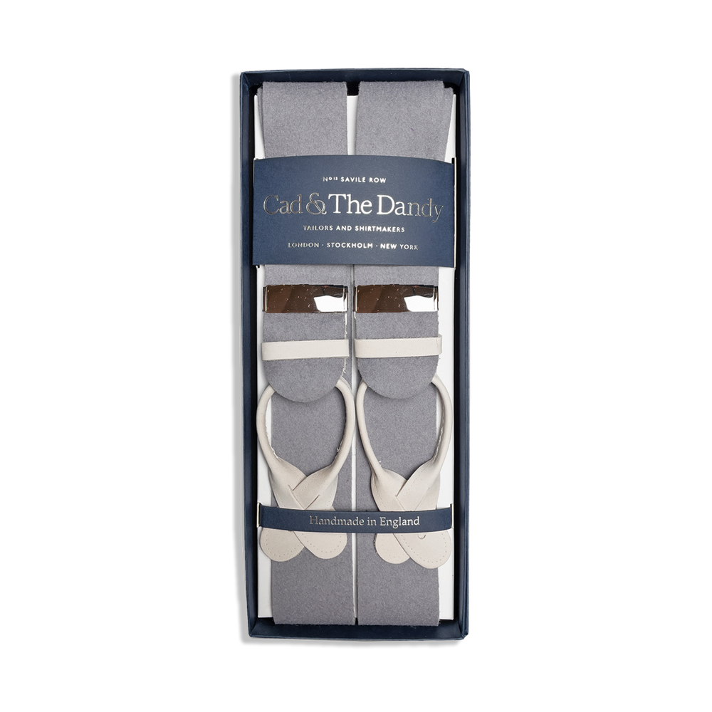 Albert Thurston Boxcloth Braces in Light Grey