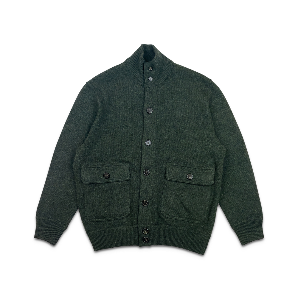 Knitted Bomber in Forest Green