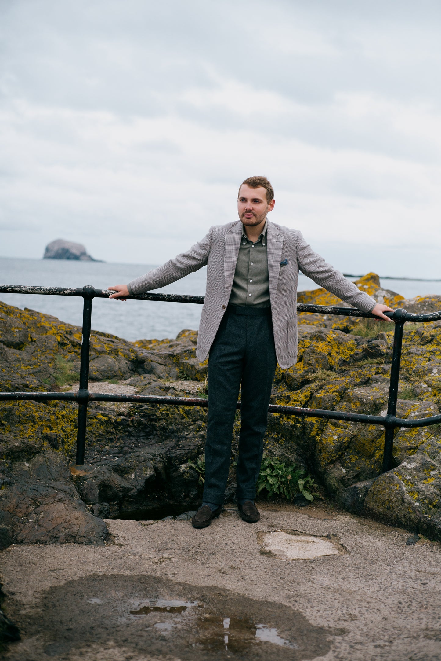 
                  
                    Single Breasted Notch Jacket in Cream and Silver Glen Check
                  
                