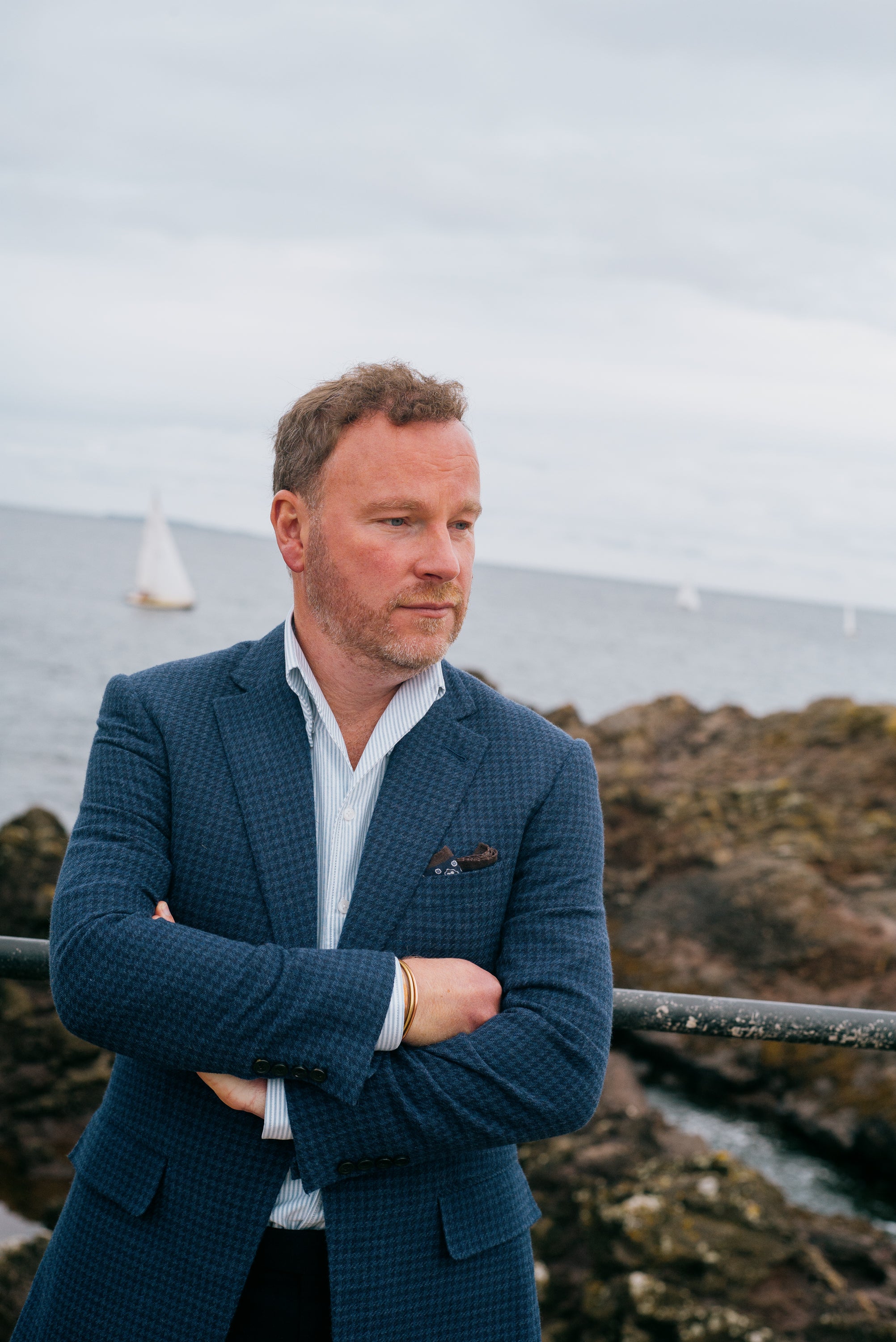 Single Breasted Notch Jacket in Navy Houndstooth – Cad The Dandy