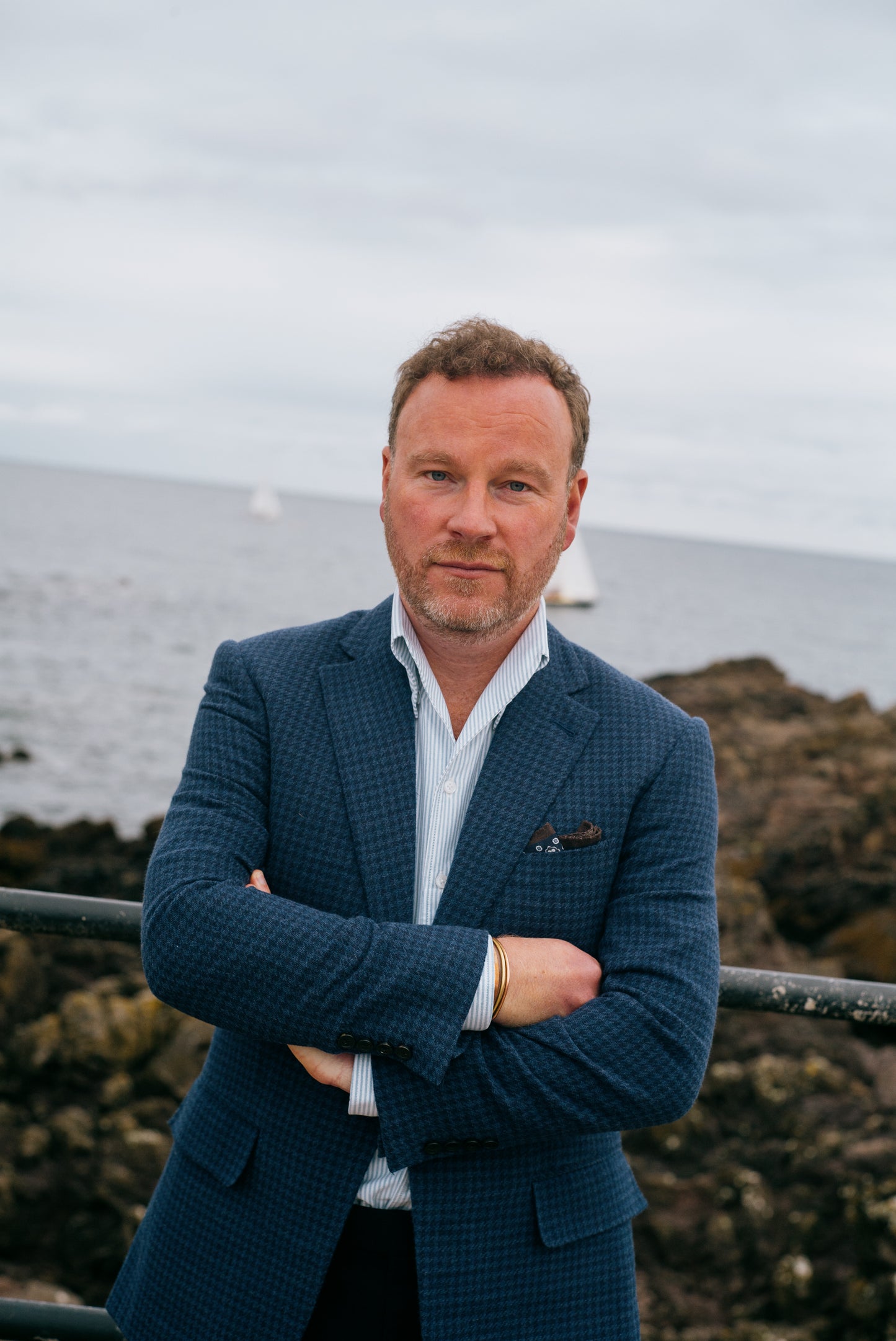 
                  
                    One Piece Collar Shirt in Blue Stripe Oxford
                  
                