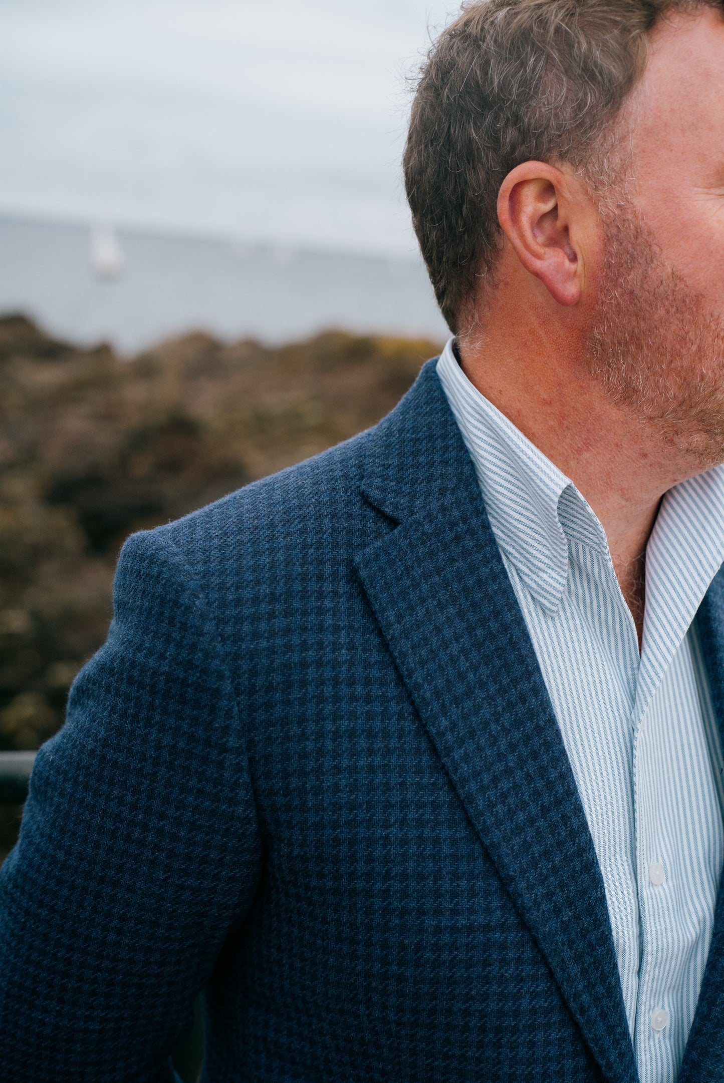 
                  
                    One Piece Collar Shirt in Blue Stripe Oxford
                  
                