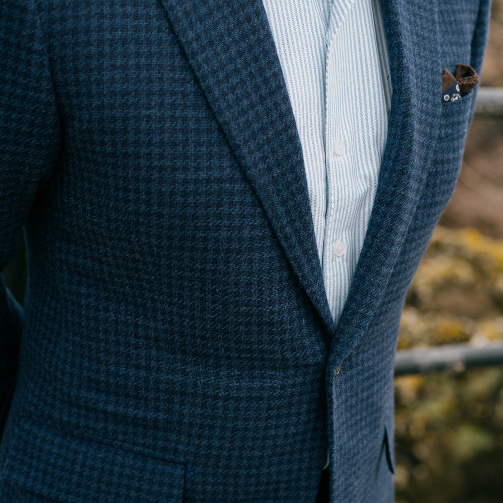 
                  
                    One Piece Collar Shirt in Blue Stripe Oxford
                  
                