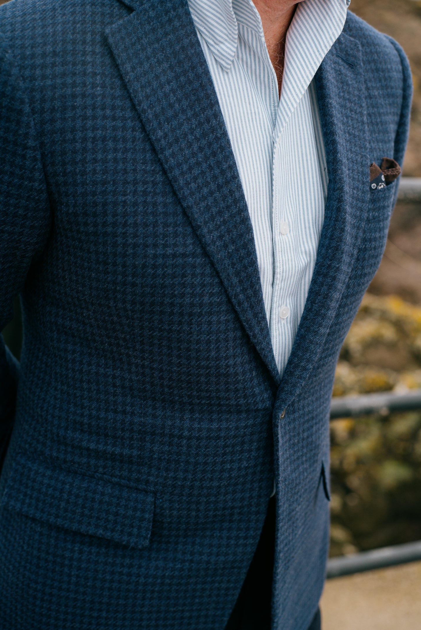 
                  
                    One Piece Collar Shirt in Blue Stripe Oxford
                  
                