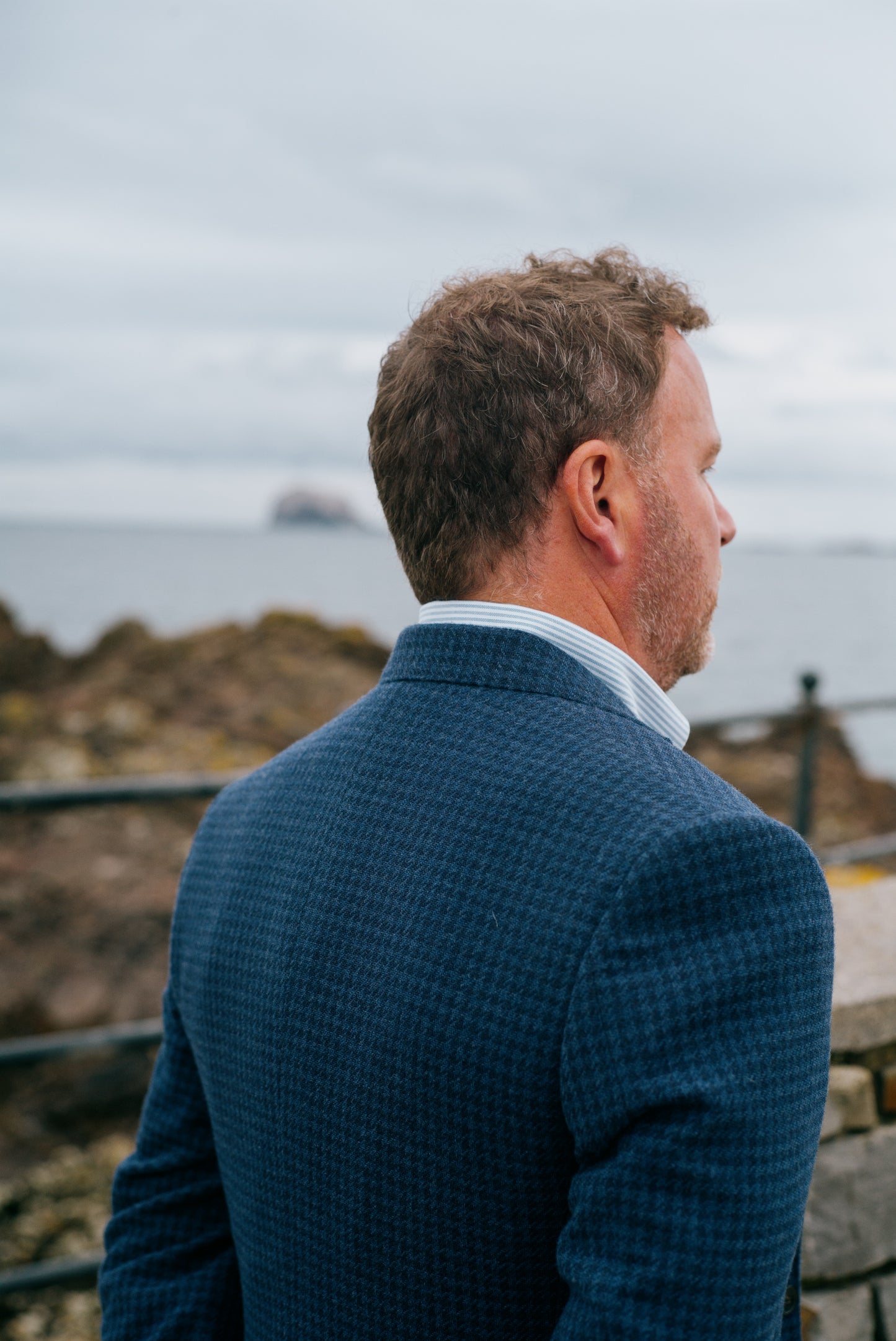 
                  
                    Single Breasted Notch Jacket in Navy Houndstooth
                  
                