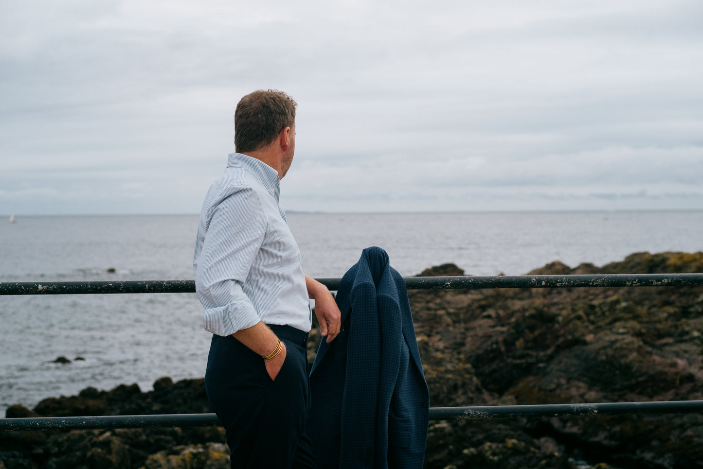 
                  
                    Pleat Front Trouser in Dark Blue Flannel
                  
                