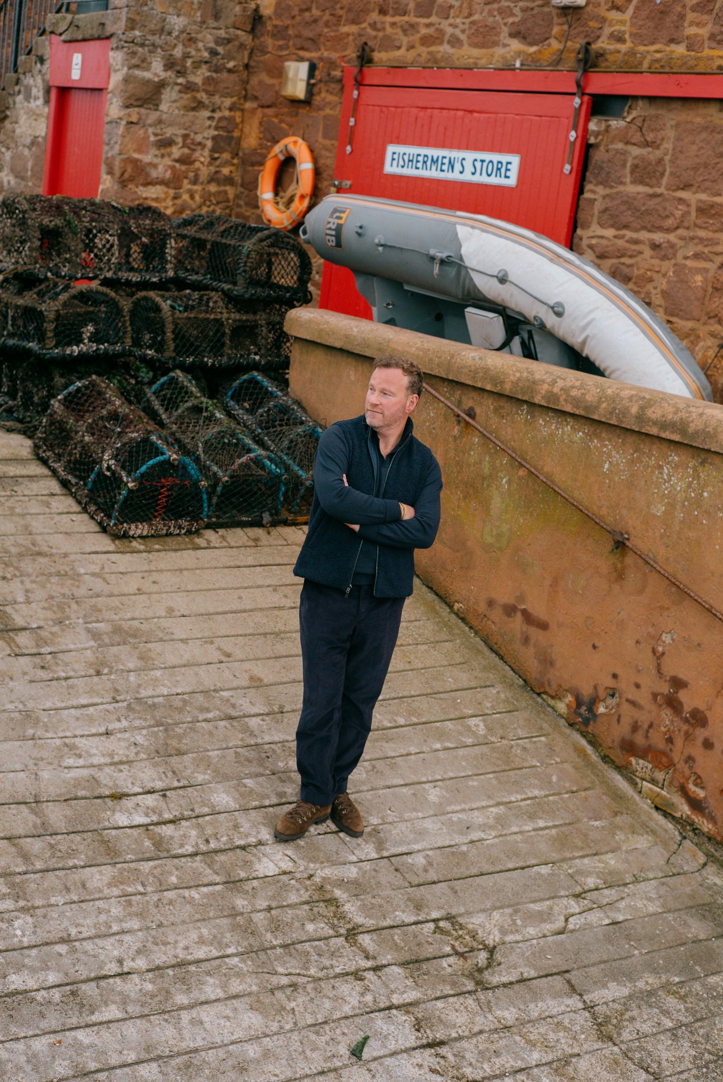
                  
                    Flat Front Trouser in Navy Cashmere Mix Corduroy
                  
                