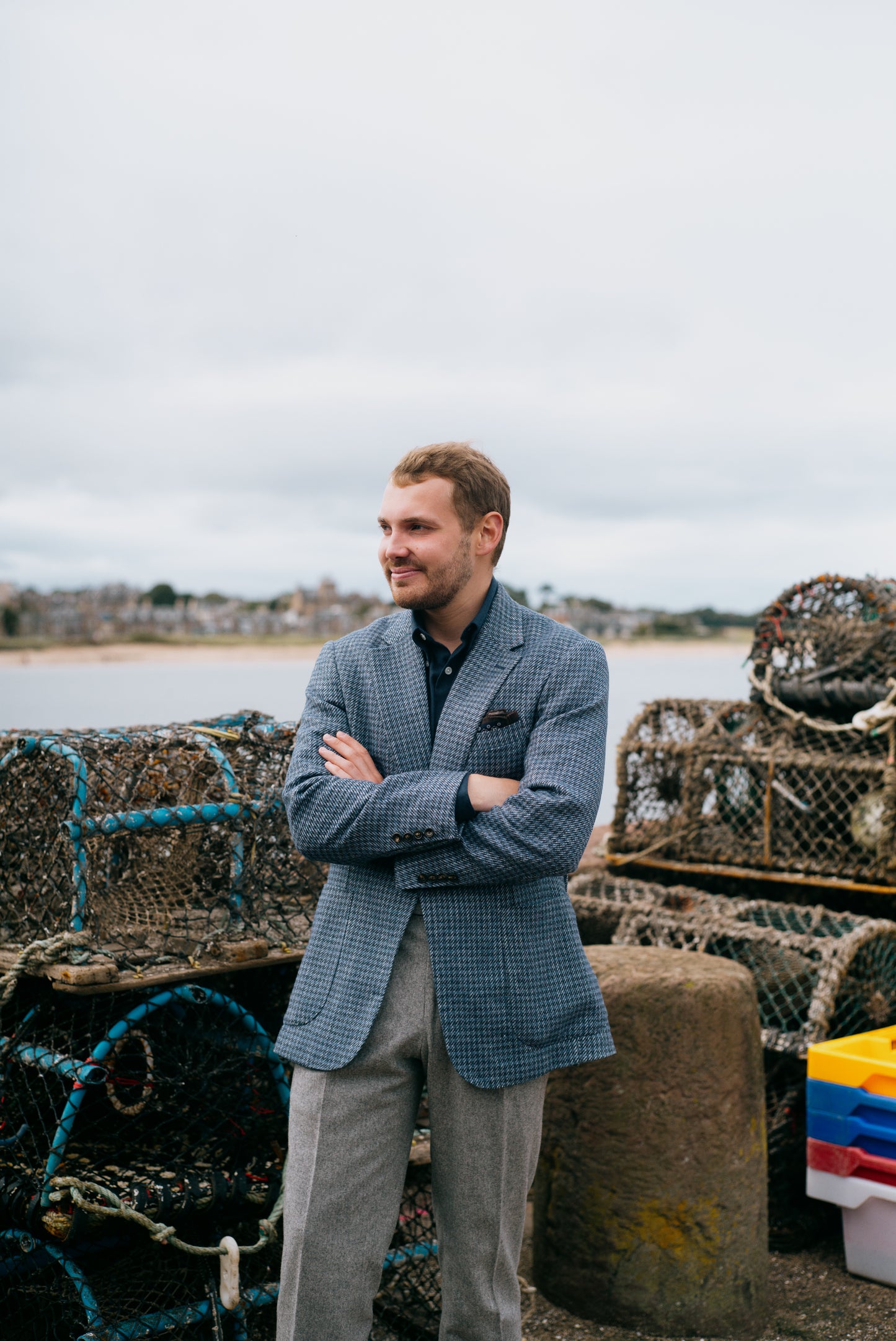 
                  
                    Single Breasted Notch Jacket in Blue Tweed
                  
                