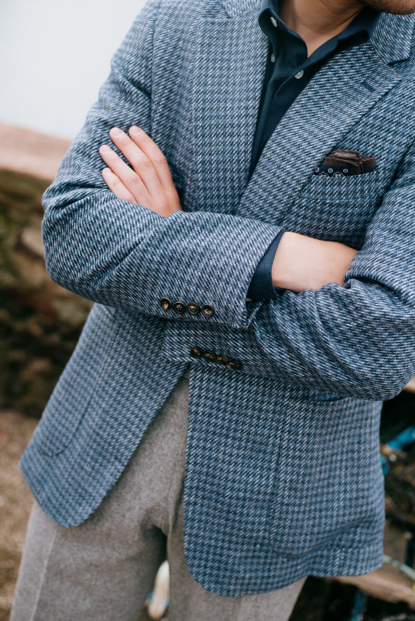 
                  
                    Pleat Front Trouser in Light Grey Flannel
                  
                