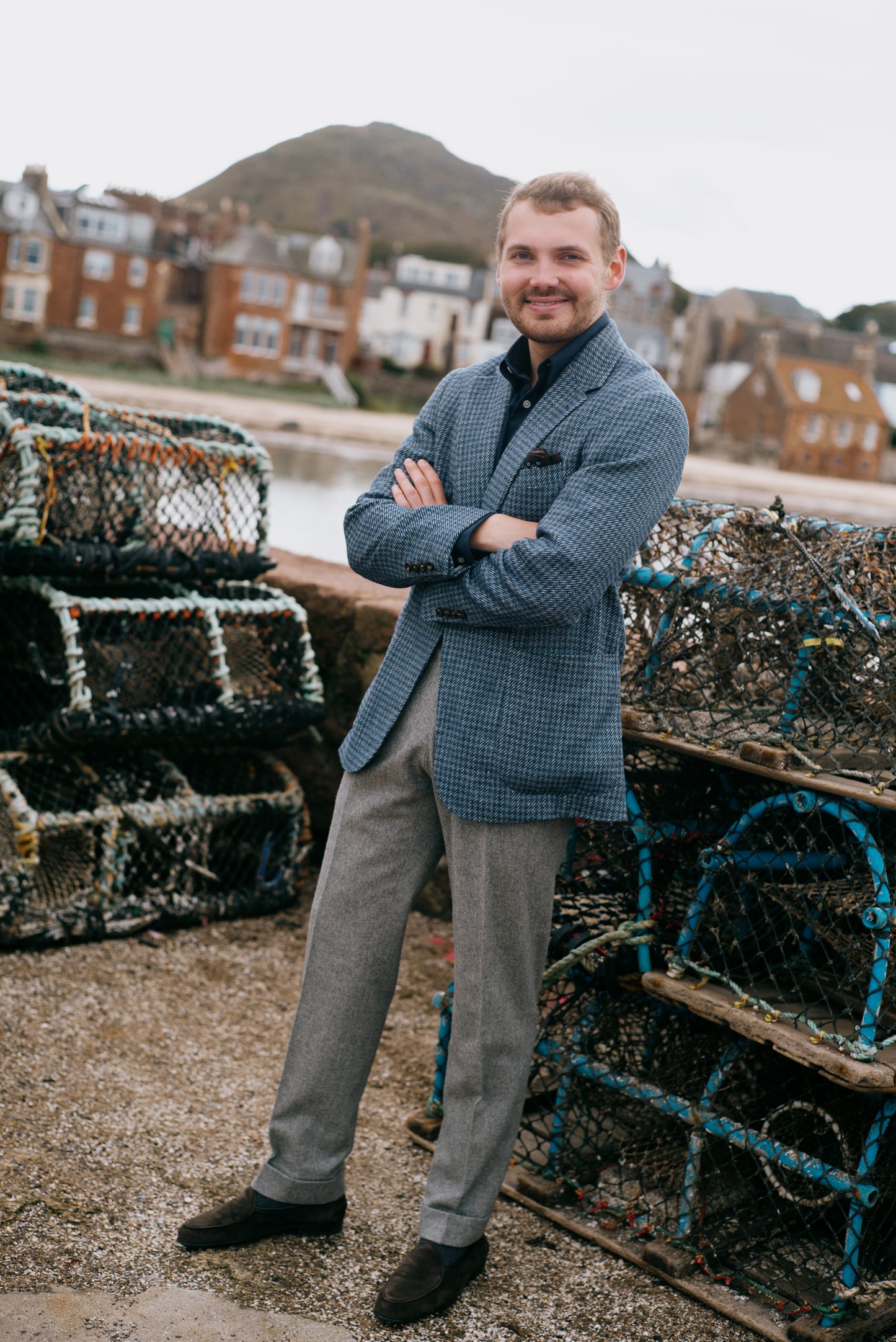 
                  
                    Pleat Front Trouser in Light Grey Flannel
                  
                