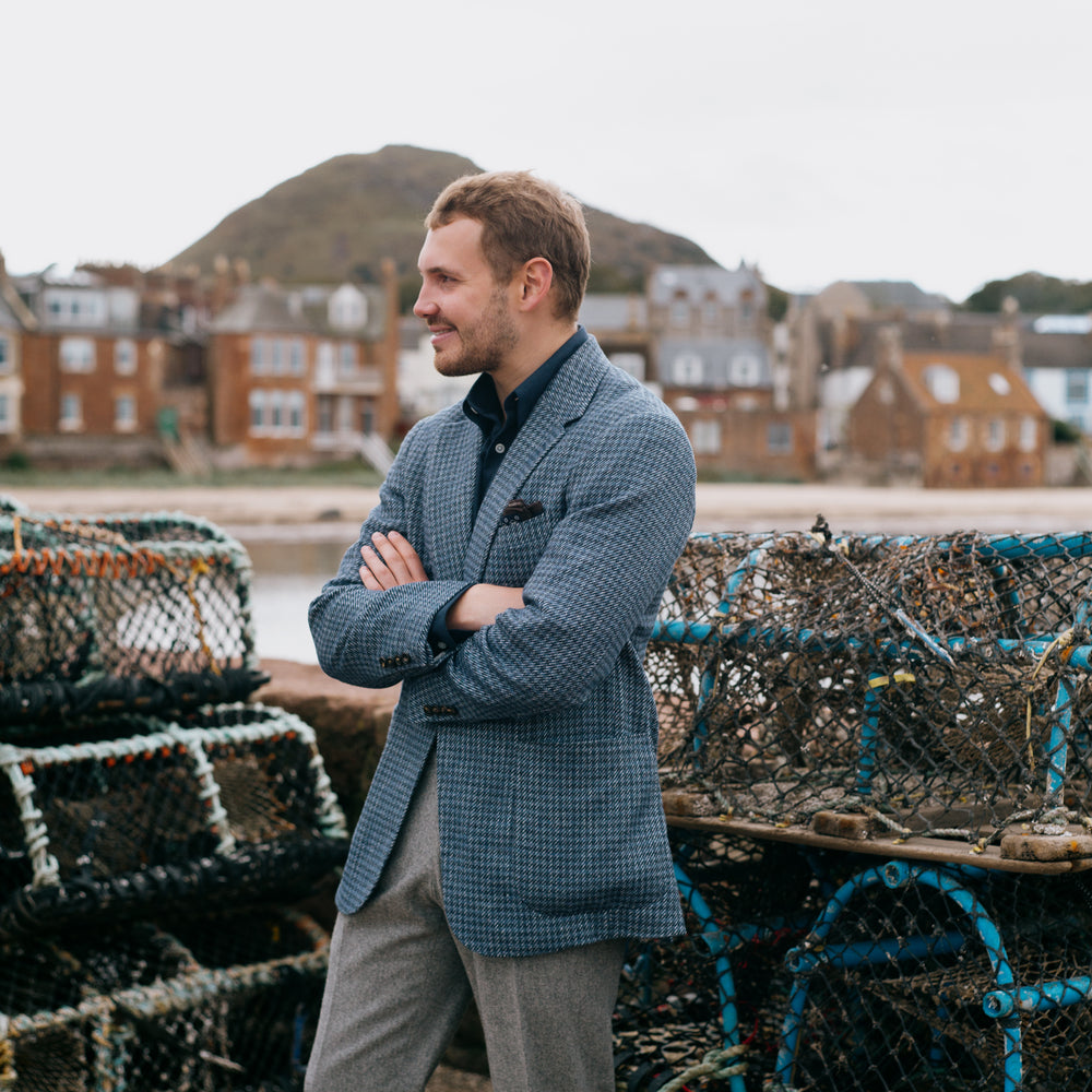 
                  
                    Pleat Front Trouser in Light Grey Flannel
                  
                