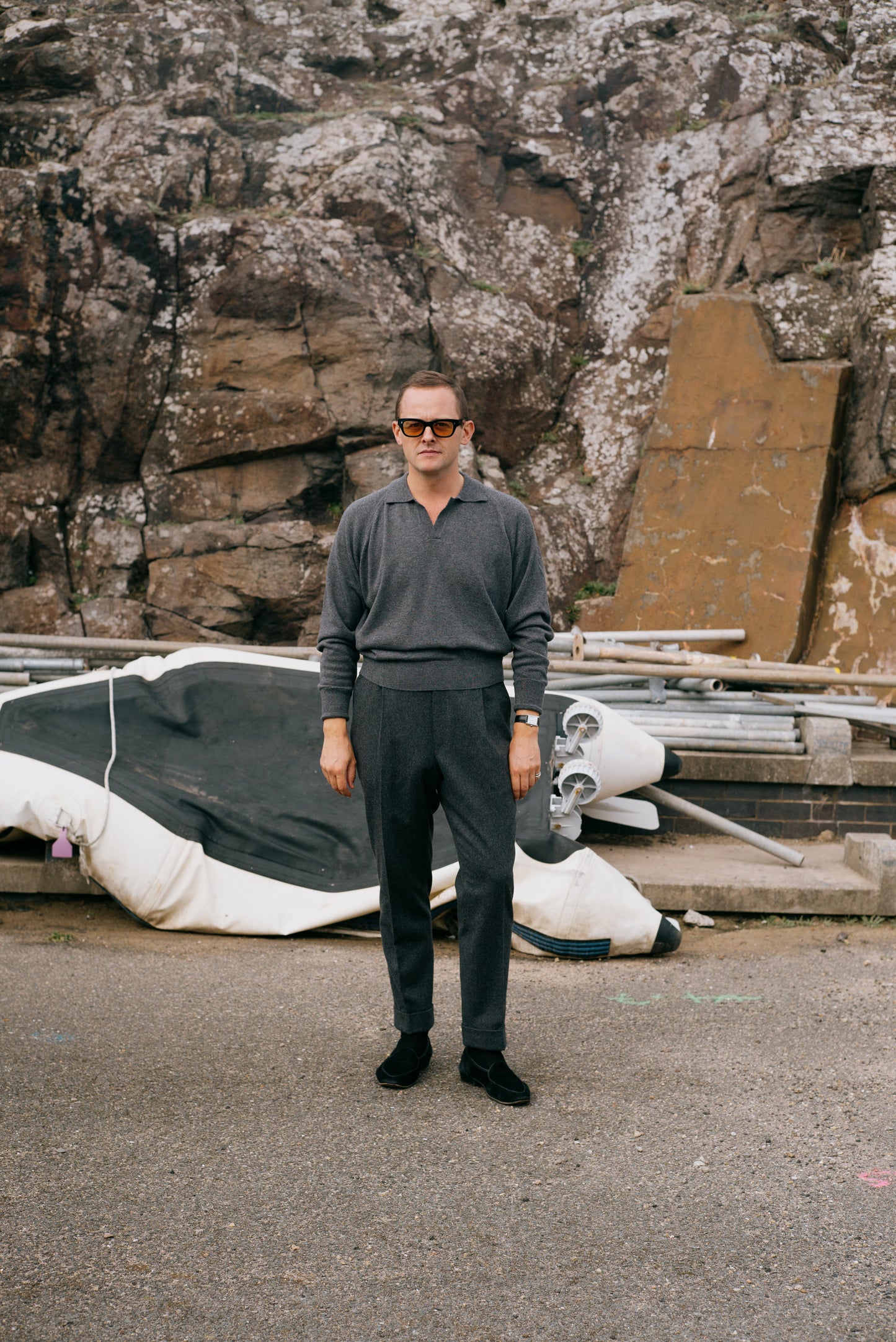 
                  
                    Pleat Front Trouser in Charcoal Grey Flannel
                  
                