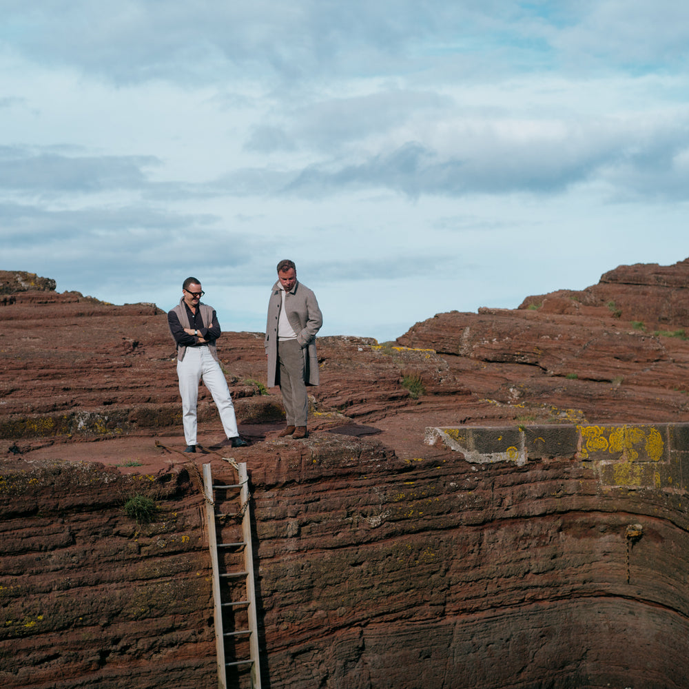 
                  
                    Flat Front Trouser in Taupe Cashmere Mix Corduroy
                  
                