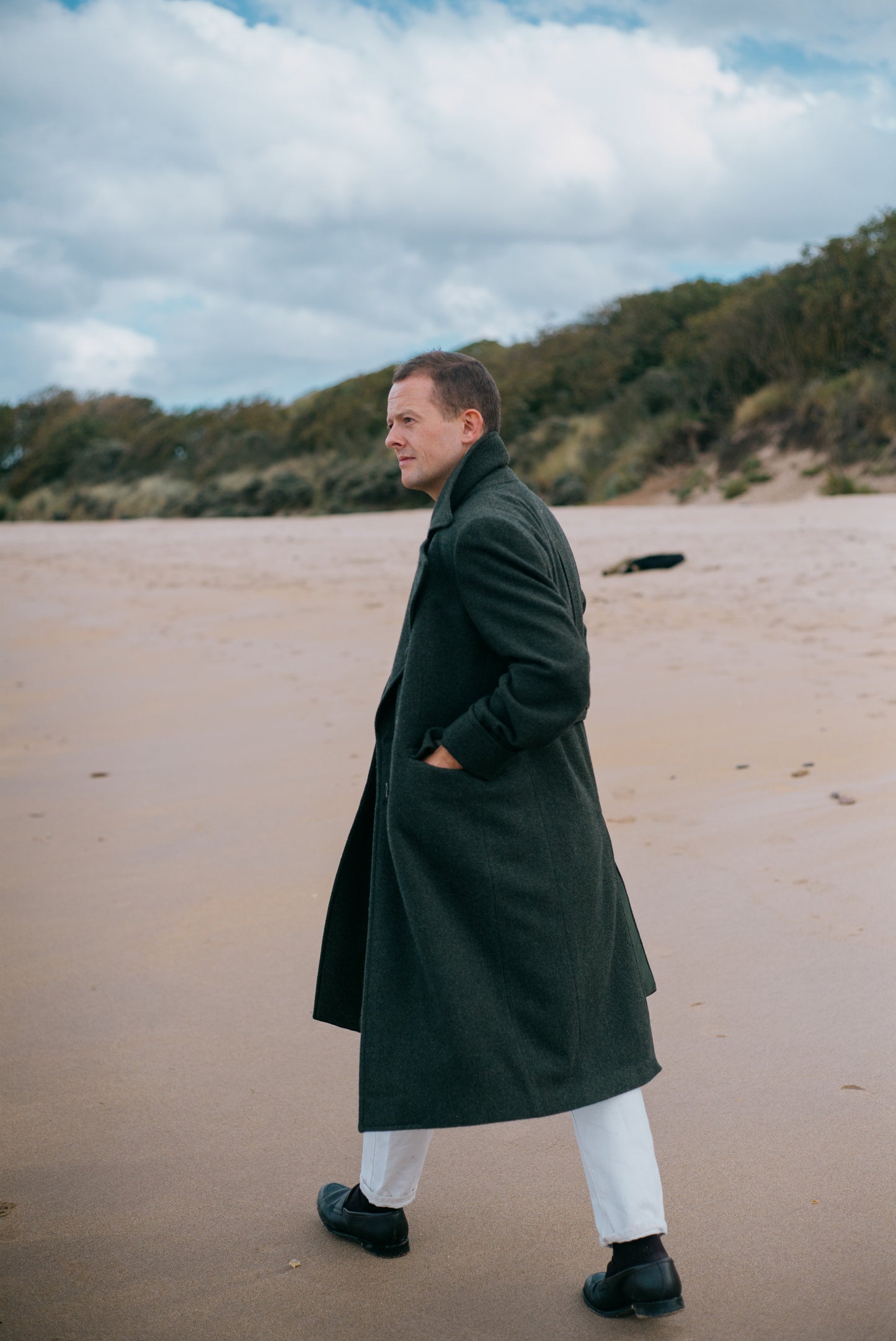 
                  
                    Greatcoat in Green Cashmere Twill
                  
                