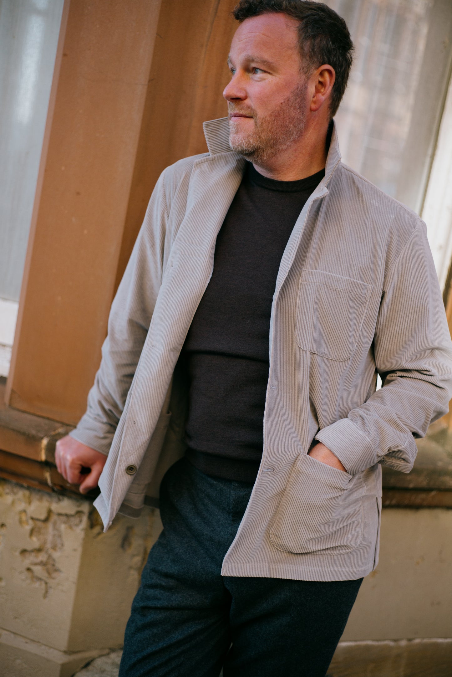 
                  
                    Painters Jacket in Putty Corduroy
                  
                