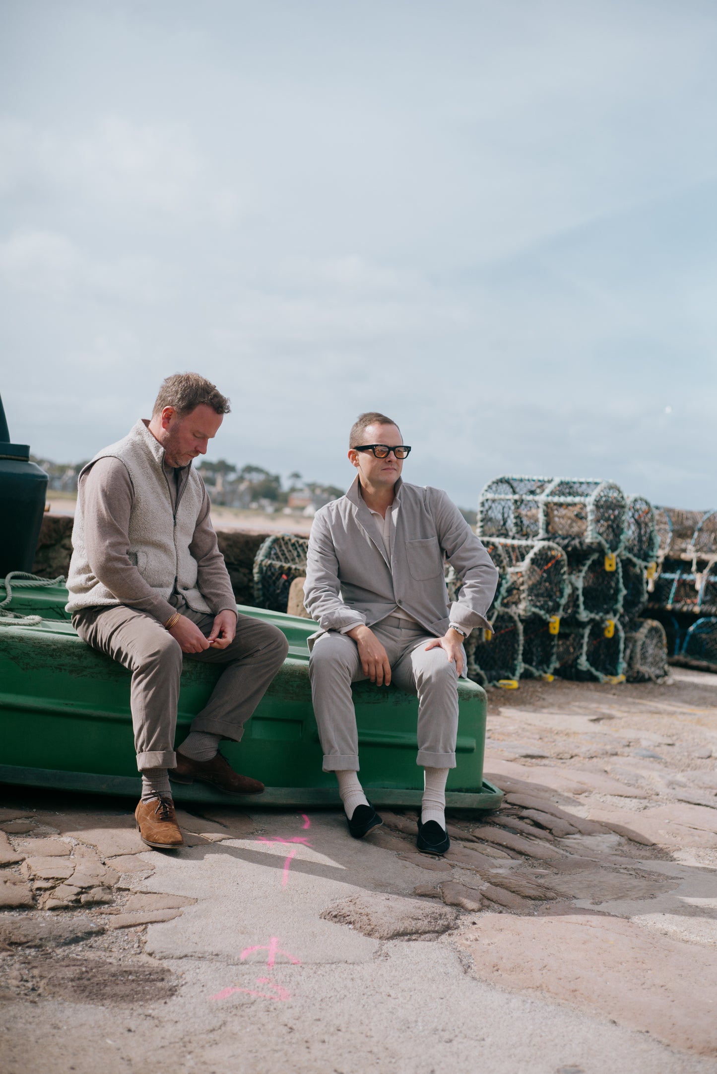 
                  
                    Flat Front Trouser in Putty Cashmere Mix Corduroy
                  
                