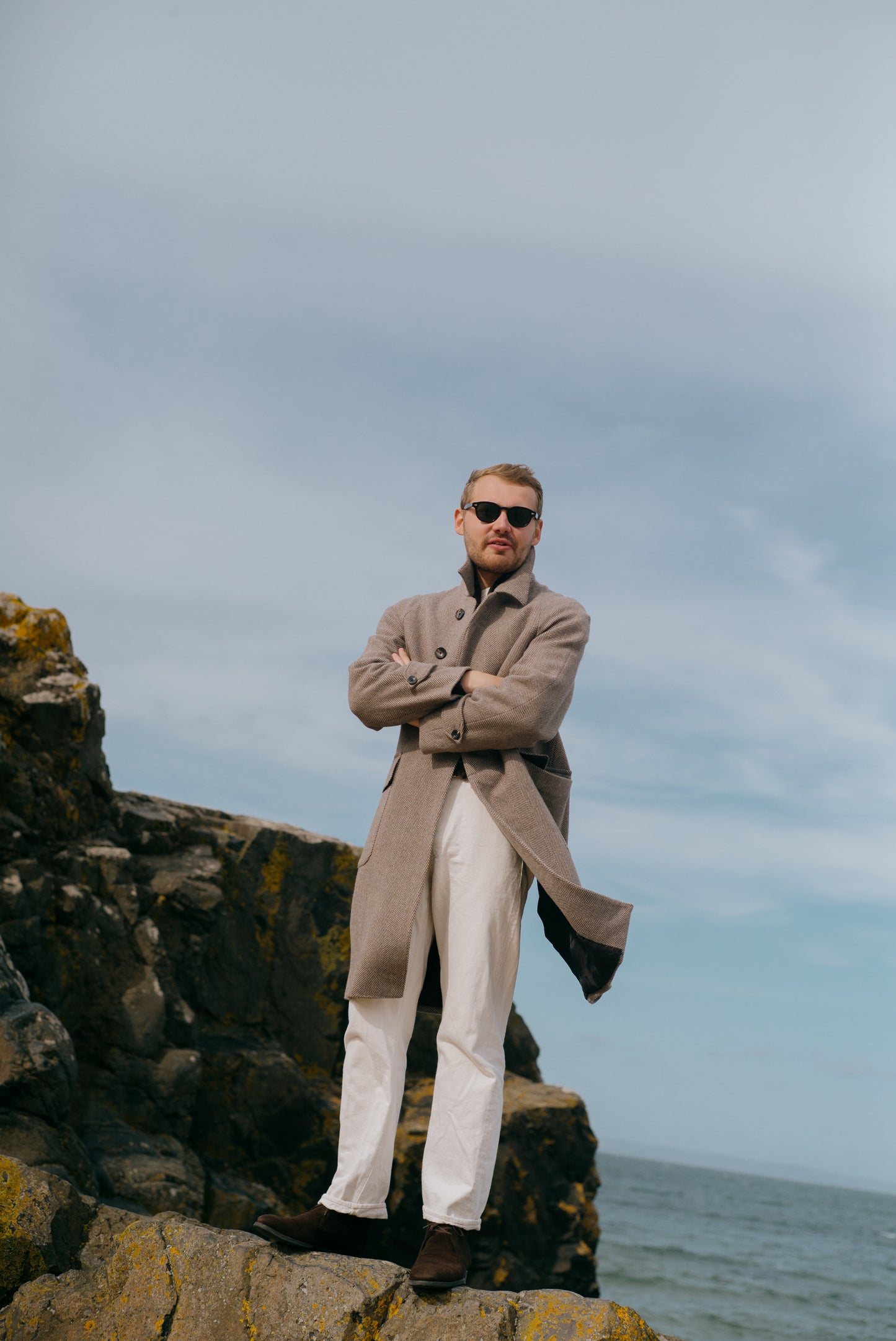 
                  
                    Raglan Overcoat in Brown Herringbone Cashmere Mix
                  
                