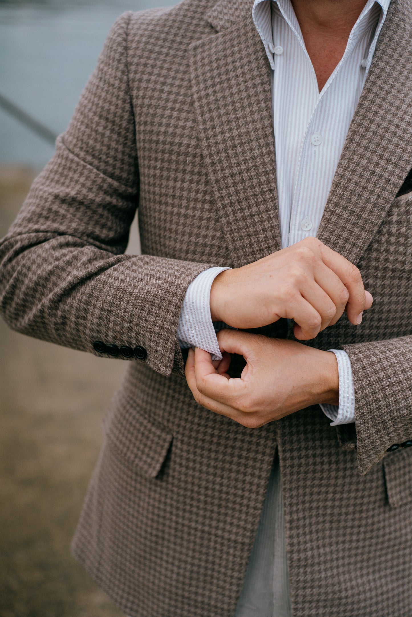 
                  
                    Single Breasted Notch Jacket in Brown Houndstooth
                  
                