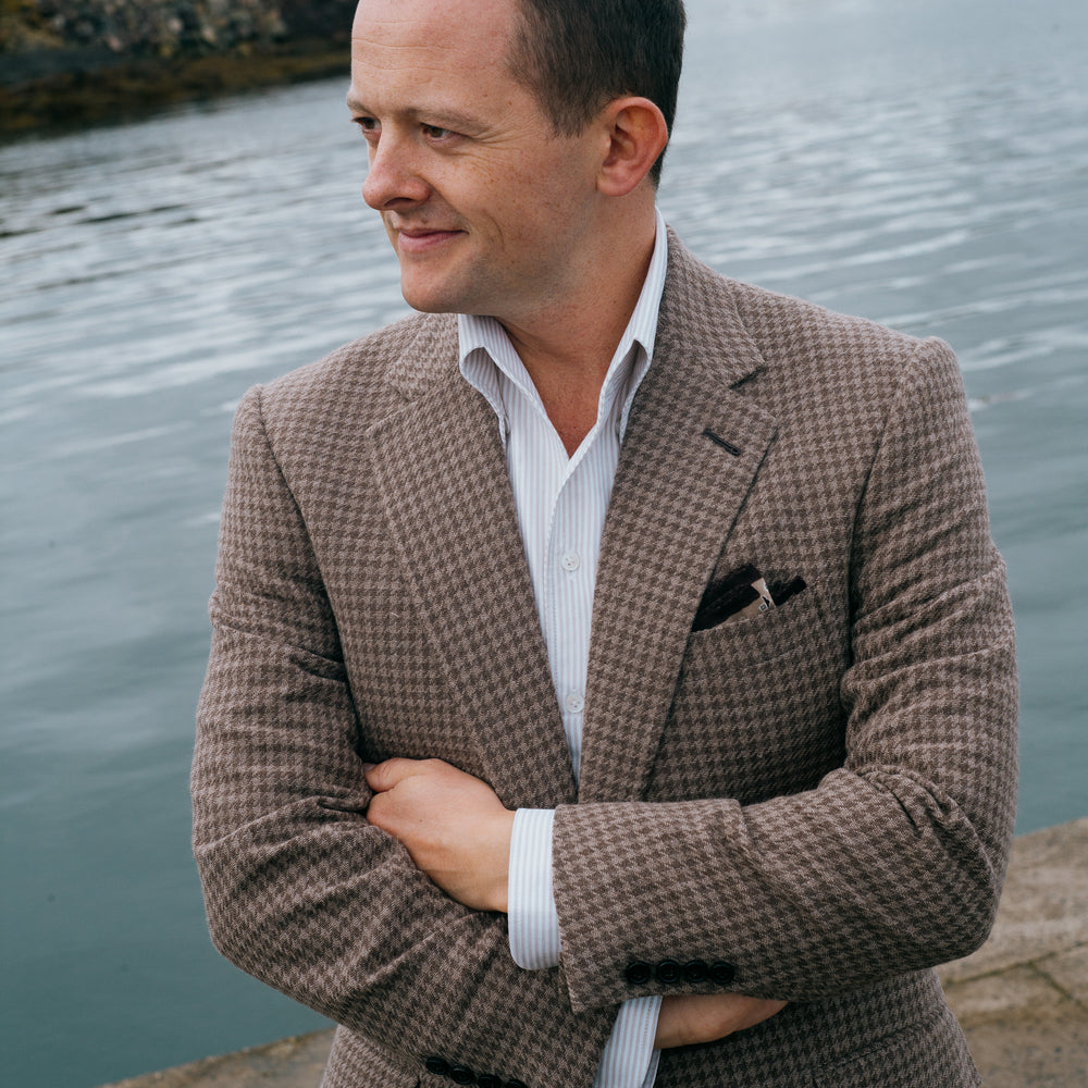 
                  
                    Single Breasted Notch Jacket in Brown Houndstooth
                  
                