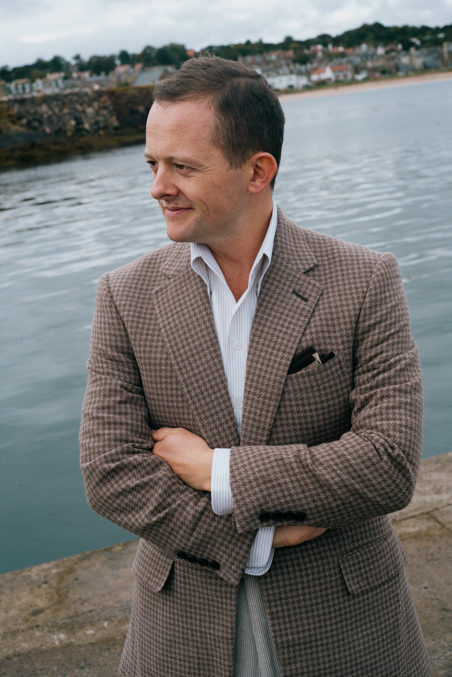 
                  
                    Single Breasted Notch Jacket in Brown Houndstooth
                  
                