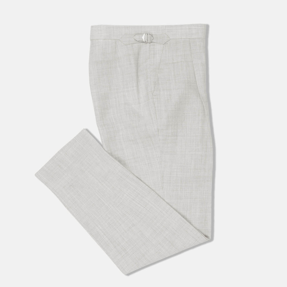 Pleat Front Trouser in Light Grey High Twist Wool