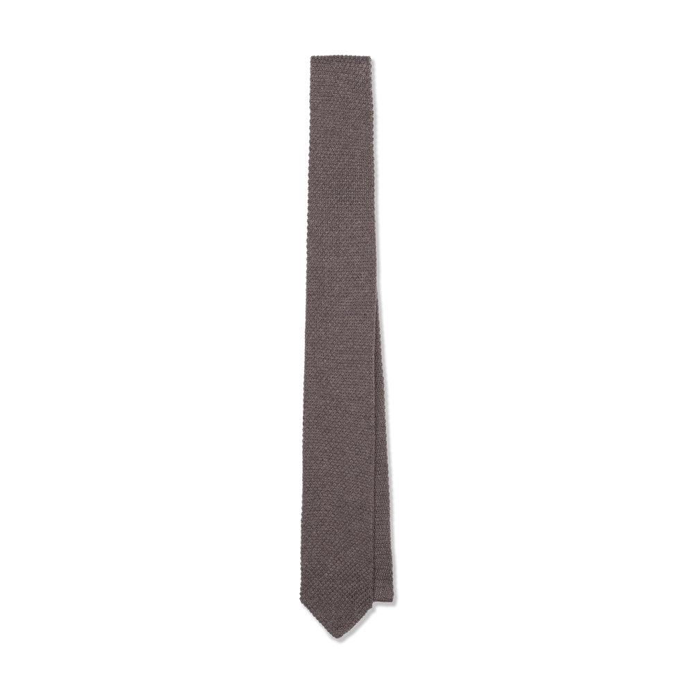 Wool Knitted Tie in Mole Grey