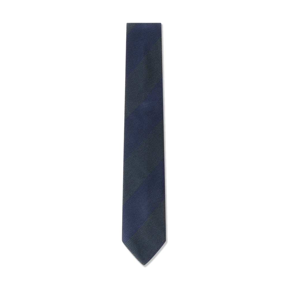 Green Repp Stripe Tie in Grenadine Silk