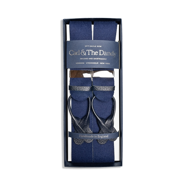 Albert Thurston Boxcloth Braces in Navy Blue