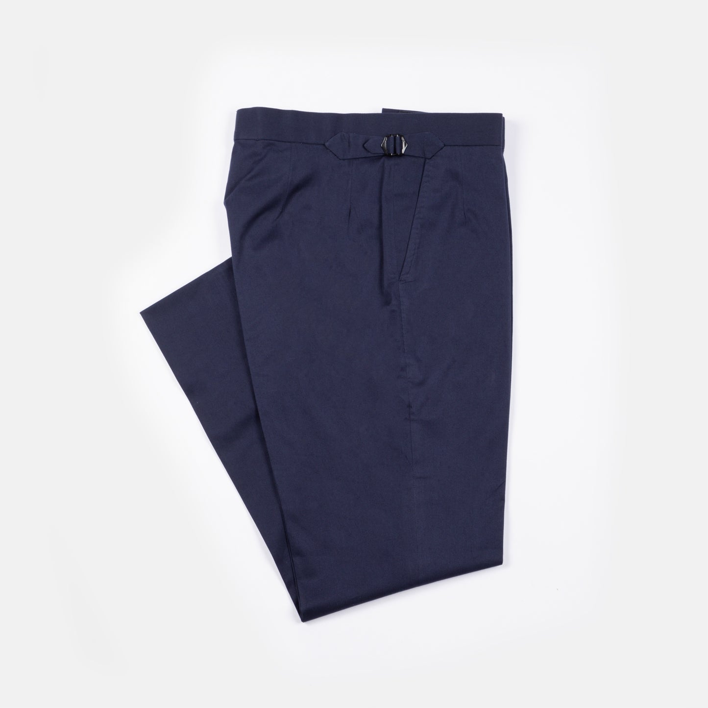 
                  
                    Flat Front Trouser in Navy Stretch Cotton Twill
                  
                