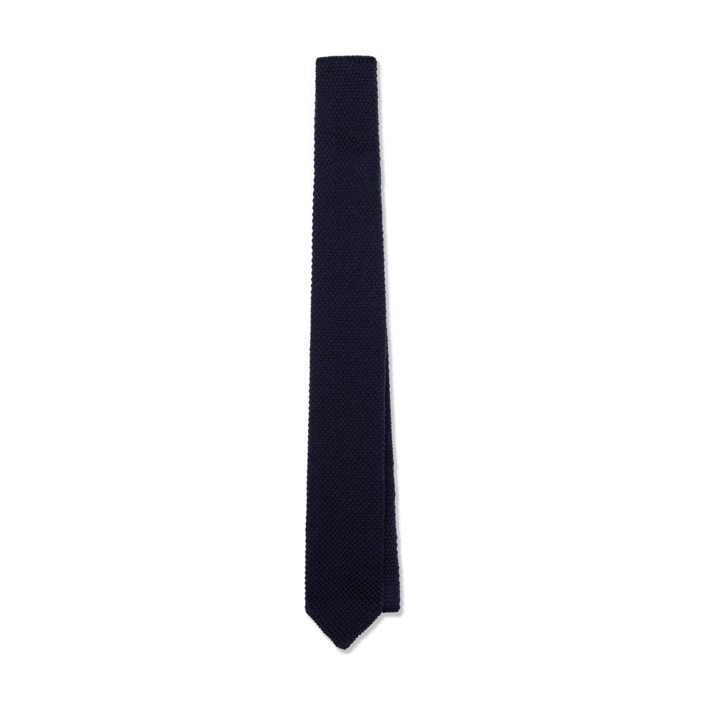 Wool Knitted Tie in Navy Blue