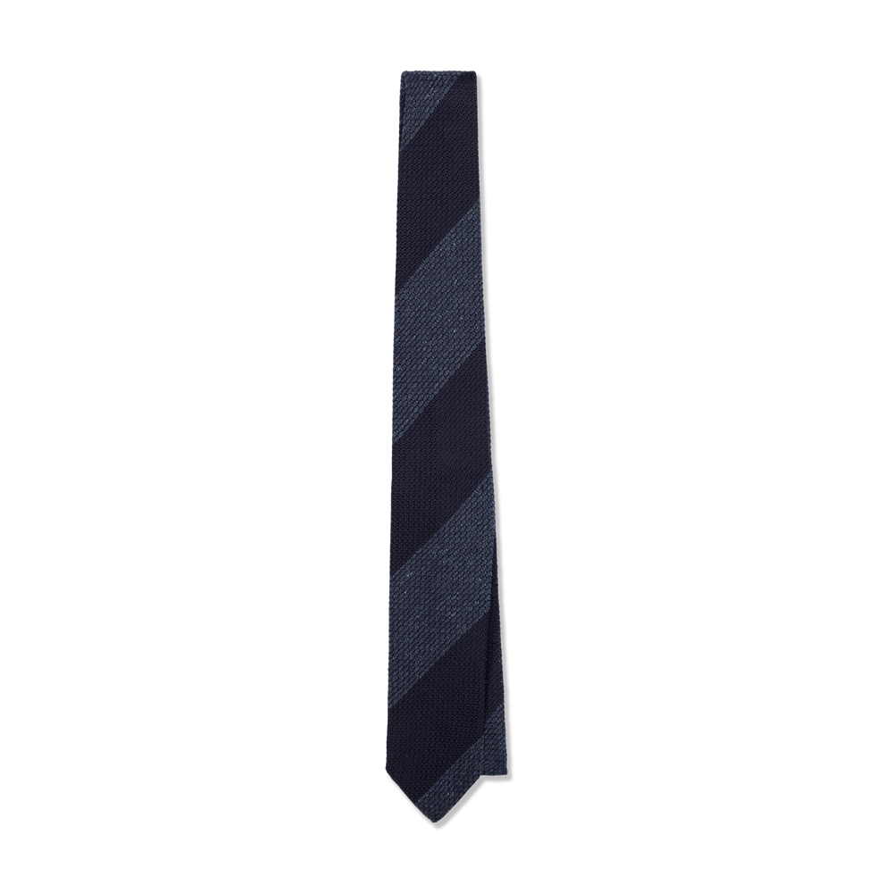 Silk Grenadine Tie in Navy Stripe